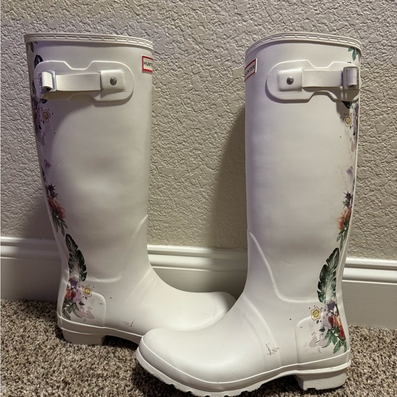 NWOT Hunter Original Limited Edition Tall Botanical Boot Shaded White Rain Boots - Picture 6 of 10